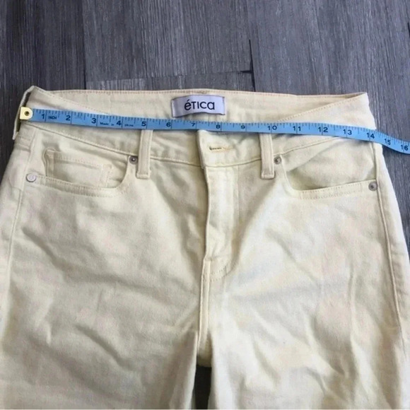 Etica‎ Micki crop flare denim jeans mellow yellow size 26 - Picture 11 of 13